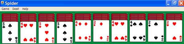 Spider Solitair 4-suit game with only 2-3-4